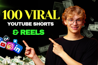 create viral youtube shorts, reels channel with 100 short videos