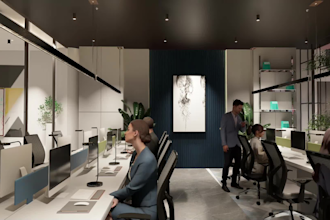 render restaurant, office interior cafe commercial 3d interior design
