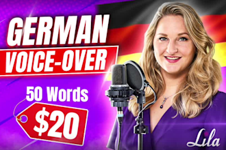 produce a female german voice over in a charming voice
