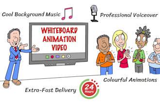 create whiteboard animation video with voiceover in 24 hours