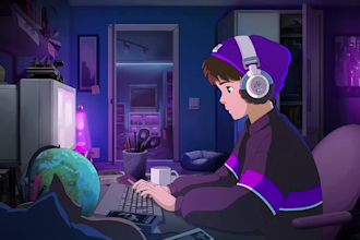 create lofi loop animation illustration animated gif for youtube music video