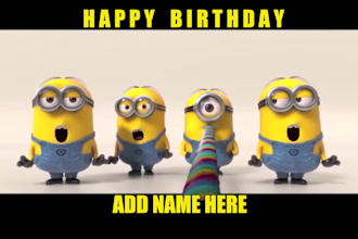 make cartoon minions birthday card