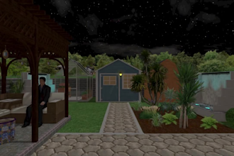 design 3d landscape, backyard,garden,pool with best render