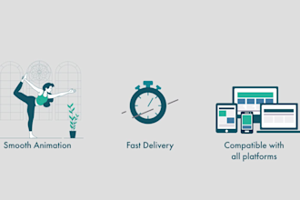 lottie json, animated GIF, video for web, icon animation