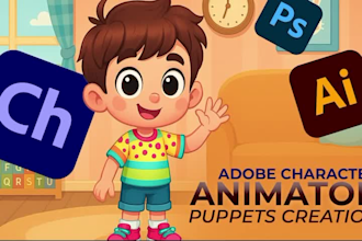 create custom adobe character cartoon puppet for you