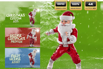 make custom santa claus merry christmas video  greeting with license assets