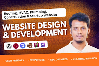 design roofing website or roofing landing page, hvac, plumbing, contractor