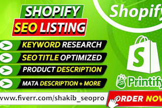 do shopify product listing, product description, shopify SEO