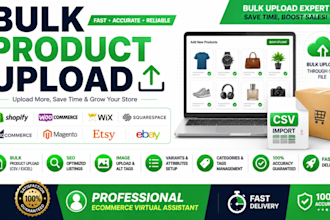 do bulk product uplode to shopify, ebay, and etsy stores