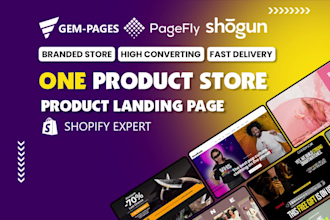 build shopify dropshipping one product store, landing page by pagefly, gempages