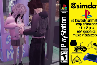 do retro 3d lowpoly animation psx ps2 ps1 style for music visuals loop animation