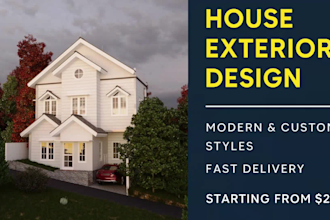 design 3d modern house exterior, front elevation or real estate facade