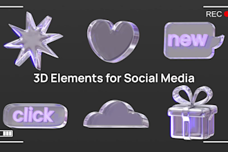 create trendy 3d elements for your social media content