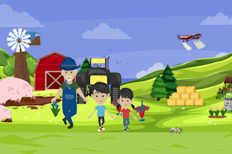 create custom kids learning, nursery rhymes, and kid story 2d animation videos