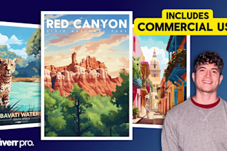 create a professional travel poster design in a vintage style