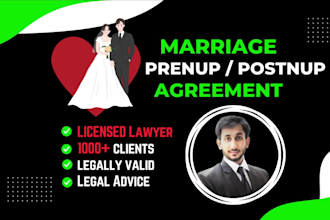 write legally binding prenup, postnup, or marriage agreement