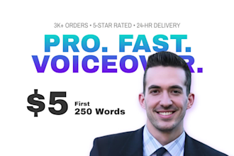 record a professional american male voice over