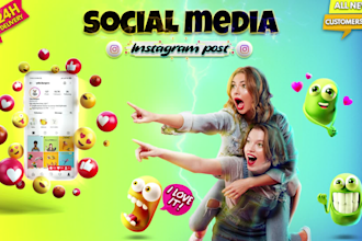 design an attractive instagram poster, puzzle grid and feed post