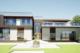 design house exterior model 3d render, architecture design, plan, elevation
