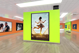 create realistic slideshow video nft promo in 3d art gallery