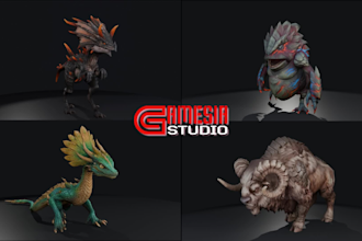 create custom stylized 3d game creatures with rigging and animations