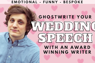 ghostwrite funny, touching, memorable wedding speeches
