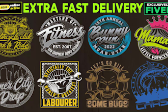 create custom vintage badge retro t shirt design and logo design