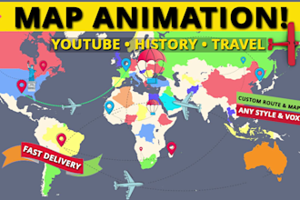 create 2d or 3d route map animation with vfx styles