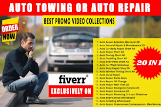 make auto car towing or auto repair video ad promo
