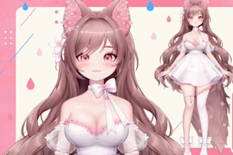 draw live2d vtuber model, live 2d rig, vtuber commission, anime 2d vtuber avatar
