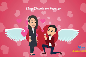 create a romantic love story and animated wedding invitation video