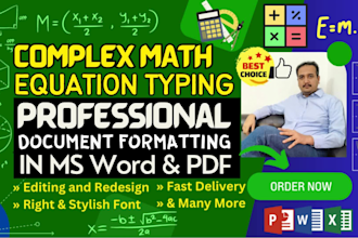 type math equations in ms word or mathtype convert PDF to word pro typist