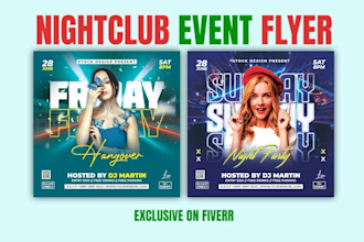 design nightclub, dj party, sports, motion and concert flyer