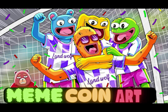 draw custom meme arts, freehand digital illustration for meme coin art 2d mascot