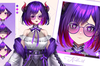 custom anime style live2d vtuber model with rigging smooth animation for stream