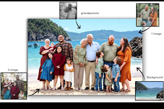 merge family photos into one realistic group portrait