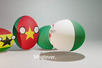 do a 3d country balls animation