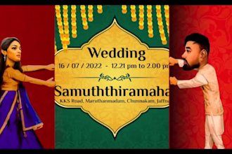 make indian traditional caricature wedding invitation video