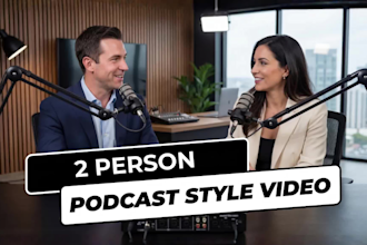 create a two person podcast ugc video with male and female