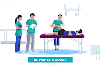 animate physical therapy, yoga exercises and medical ads