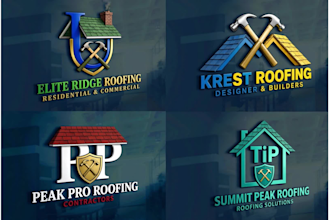 design real estate, roofing and construction logo