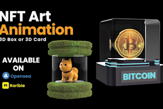 create 3d box nft crypto art card coin animation with your nft business