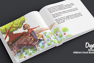 draw a whimsical watercolor children book illustration for KDP