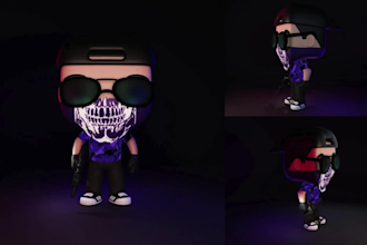 create a custom funko pop of any style with box, chibi, bjd for 3d printing