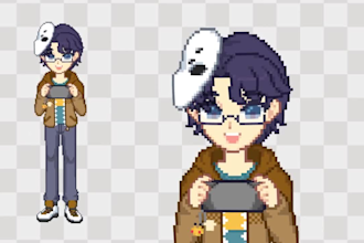 draw cute 2d anime pixel model pixel live2d vtuber model pixel character rigging