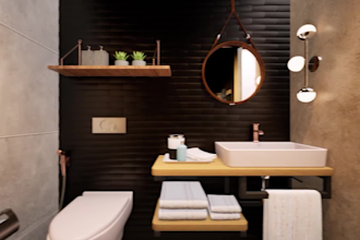 design and render realistic modern 3d bathroom