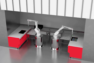 do 3d industrial animation warehouse automation robotic arm factory animation