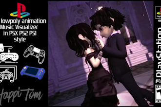 create music visualizer animation in retro 3d lowpoly ps1 ps2 psx n64 style