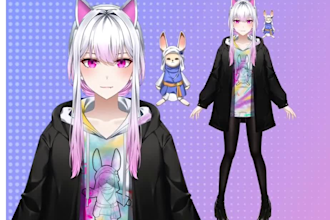 draw and rig 2d vtuber model, 2d vtuber rigging, 2d vtuber design, live2d