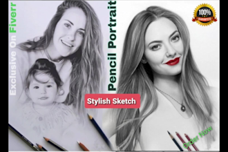 draw stylish pencil sketch and portrait drawing from photo